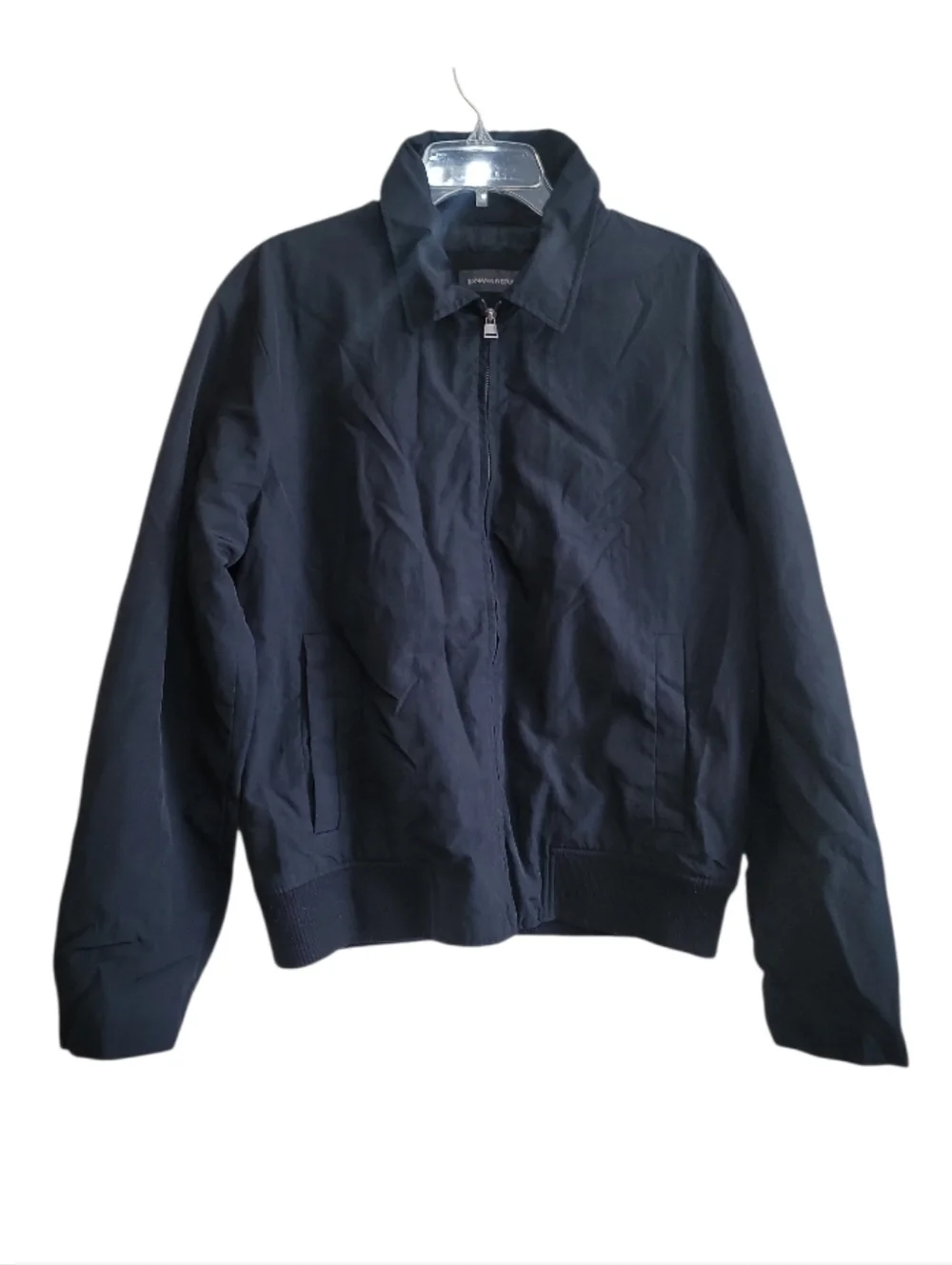 Banana Republic Mens Black Bomber Jacket W/ Pockets Size Large